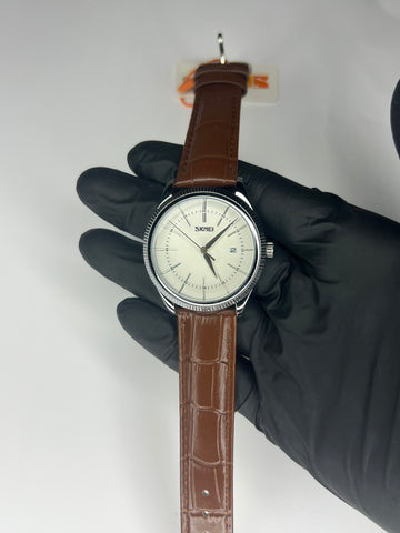 Skemi in Brown Strap | White Dial