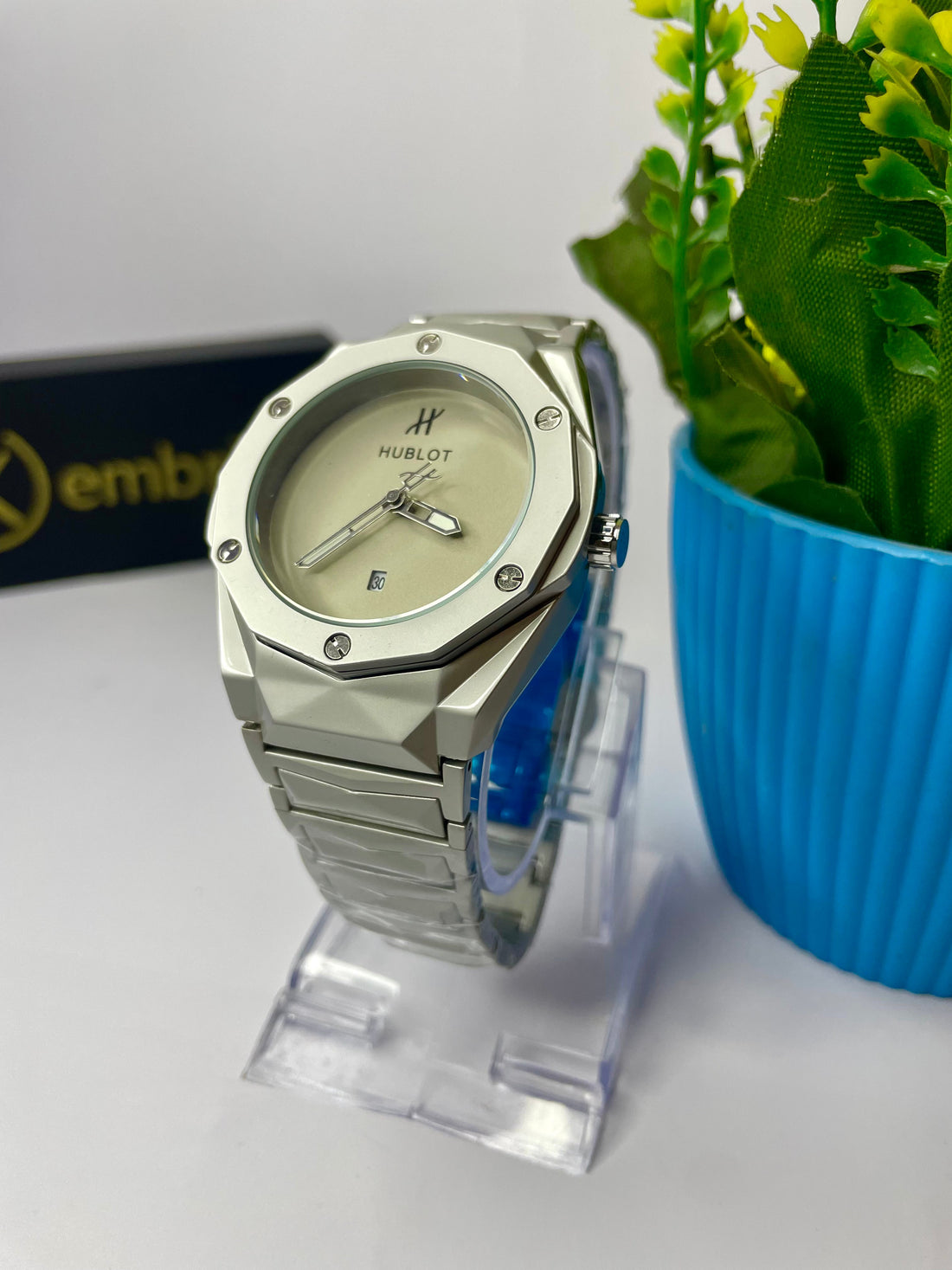 HB Diamond Cut with White Dial